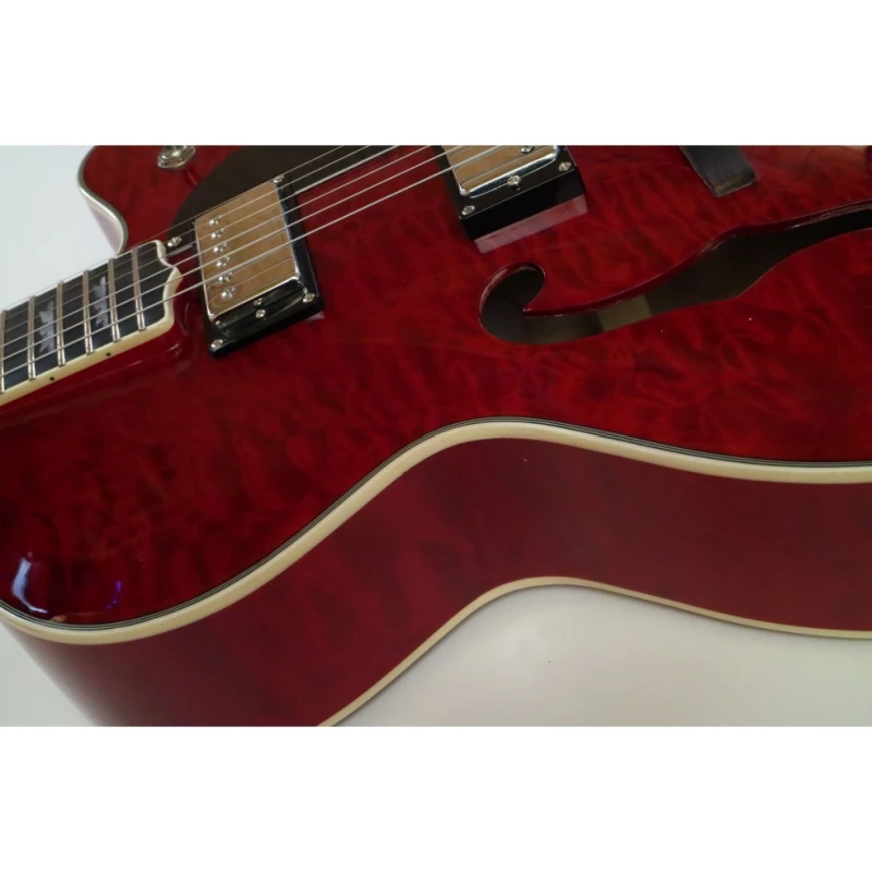Guitarra Eléctrica Afanti Red Hollow Maple Plywood Body con Chapa de Arce Acolchado