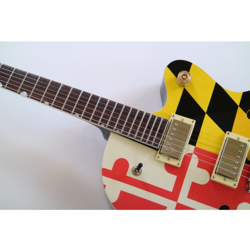 Guitarra eléctrica Afanti con cuerpo hueco de madera contrachapada de arce y chapa de arce acolchado