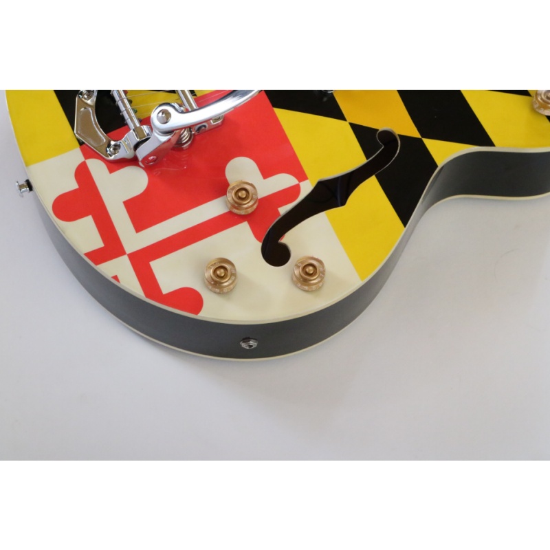 Guitarra eléctrica Afanti con cuerpo hueco de madera contrachapada de arce y chapa de arce acolchado