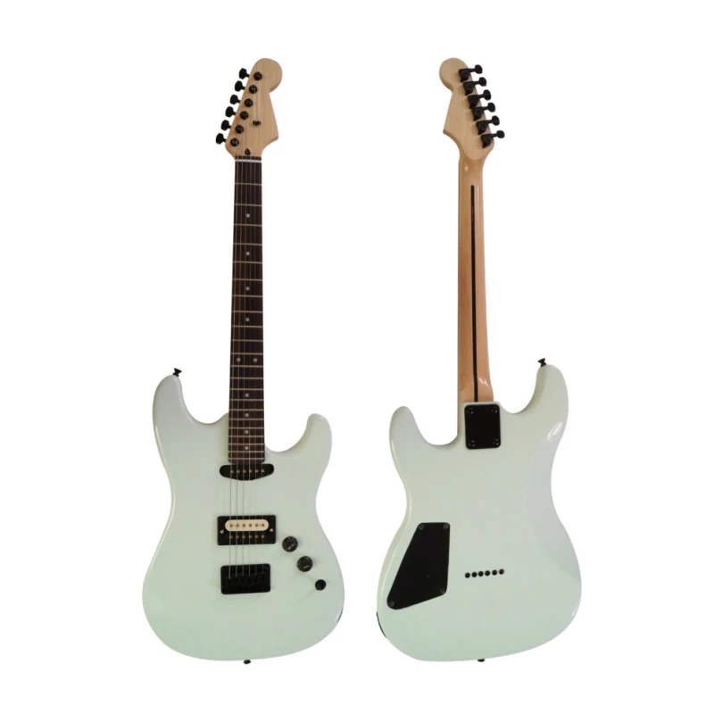 Afanti Guitarra Eléctrica 6 Cuerdas Cuerpo Caoba Verde Claro con Herrajes Negros
