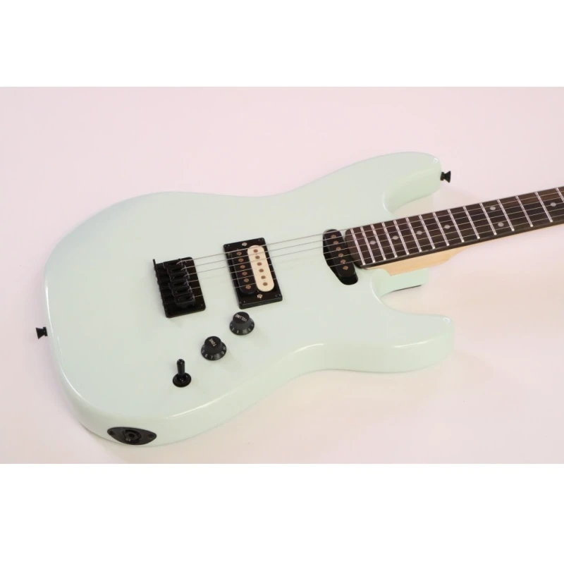 Afanti Guitarra Eléctrica 6 Cuerdas Cuerpo Caoba Verde Claro con Herrajes Negros