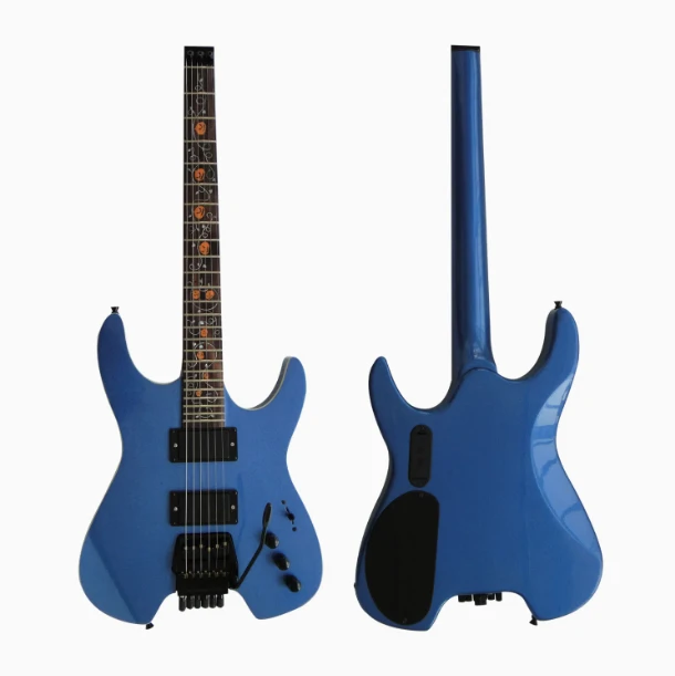 Guitarra Eléctrica Afanti Customized Hh Double Locking 6 String Blue Metalic Headless