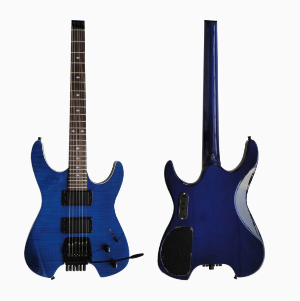 Guitarra Eléctrica Afanti Customized Hh Double Locking Tremolo Flamed Blue Headless