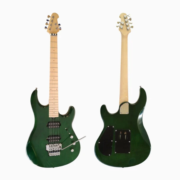 Afanti Customized 6 String Double Locking Tremolo Guitarra Eléctrica Color Verde