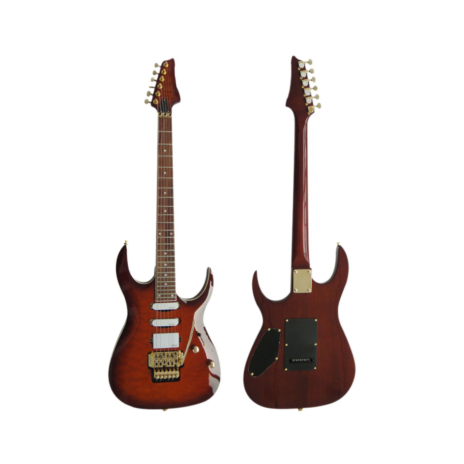 Guitarra Eléctrica Afanti Cuerpo de Caoba con Chapa de Arce Acolchado Marrón