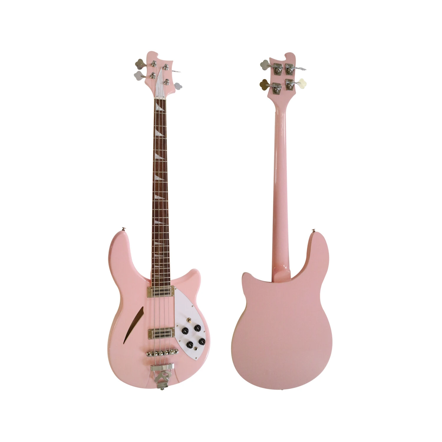 Afanti Semi-Hollow Rosa Claro Cuerpo Tilo Guitarra Bajo Eléctrico Rick