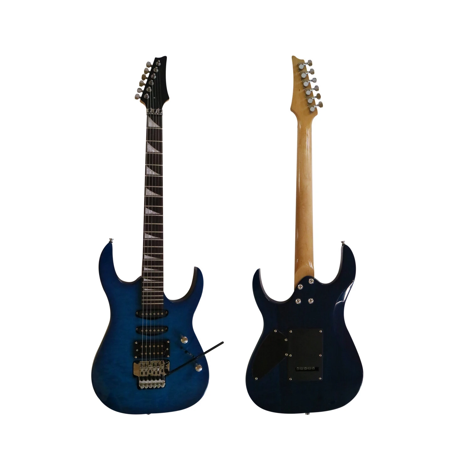 Guitarra eléctrica Afanti personalizada con mástil de arce y pastilla SSH de 6 cuerdas en color azul.