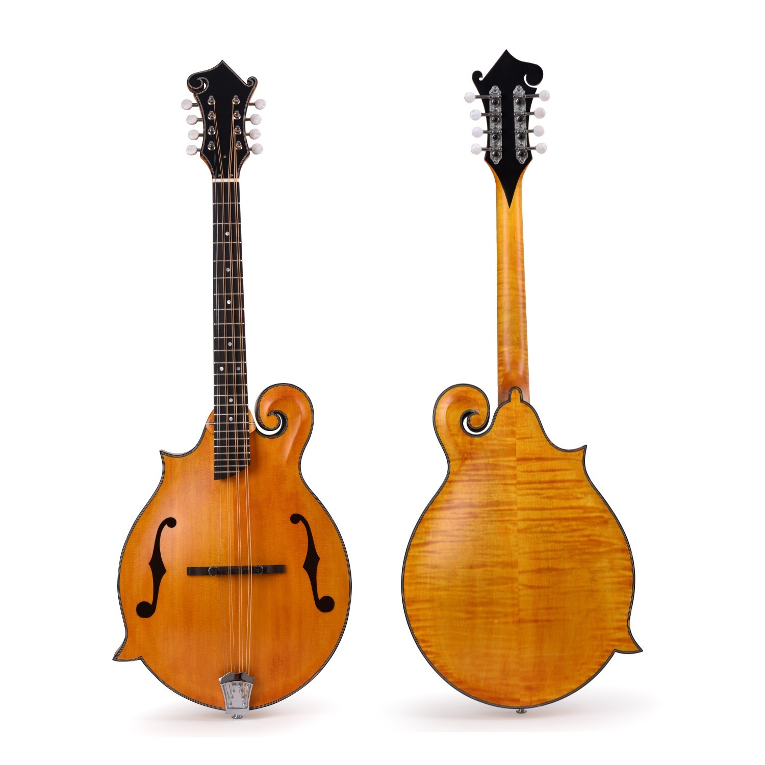 Mandolina Afanti AA de abeto macizo y arce flameado estilo F para zurdos