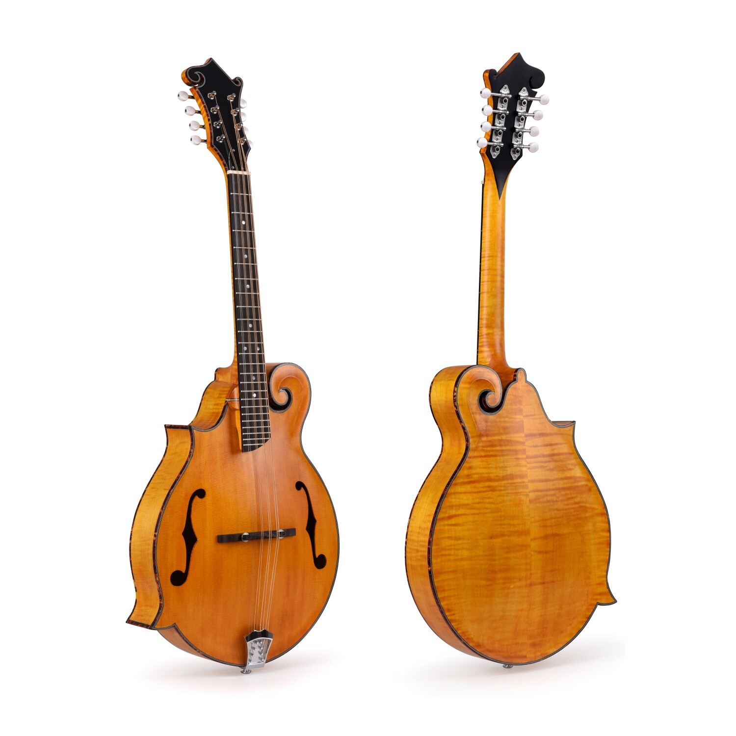 Mandolina Afanti AA de abeto macizo y arce flameado estilo F para zurdos