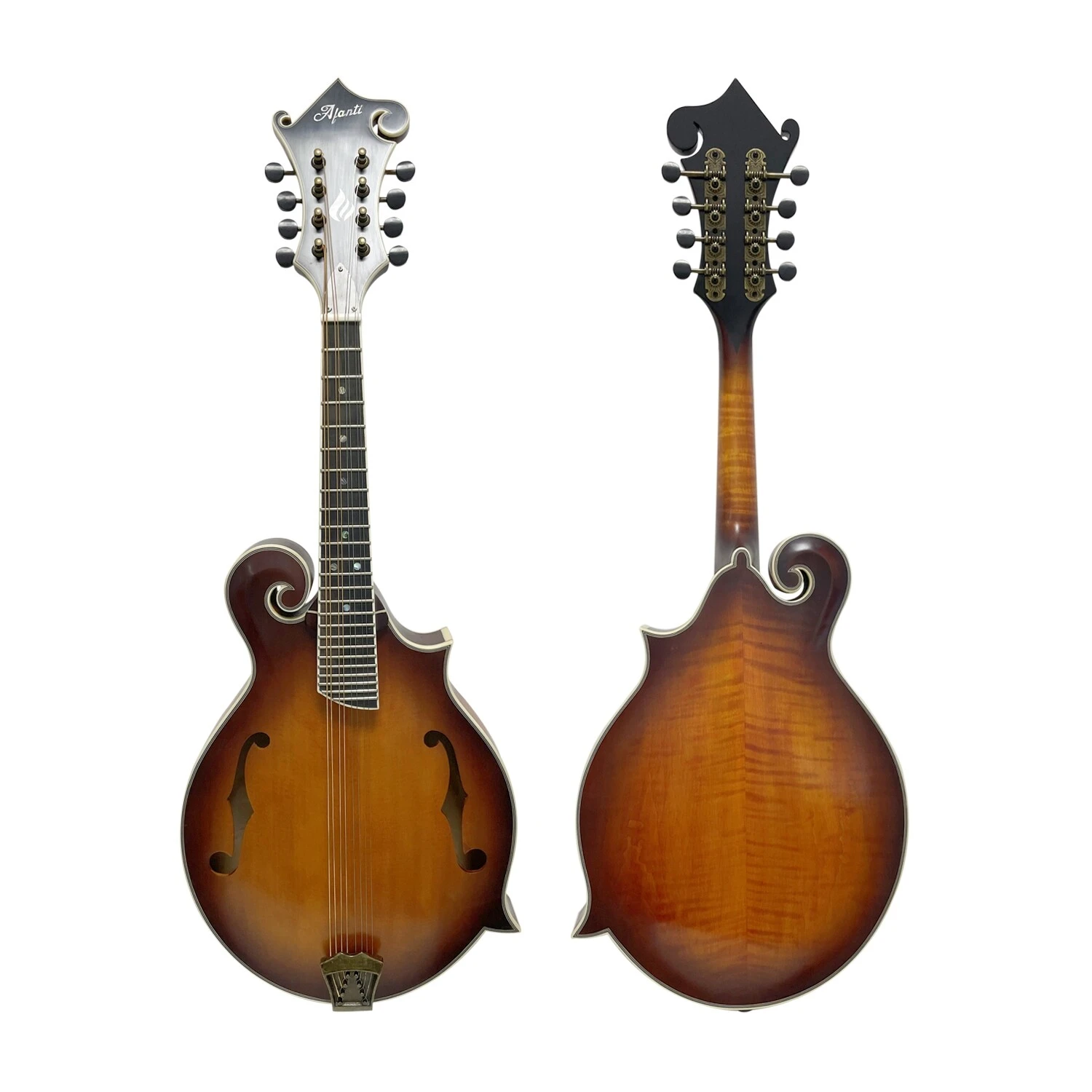 East Luthier Guitarra Mandolina estilo F Sunburst de madera maciza 3A hecha a mano