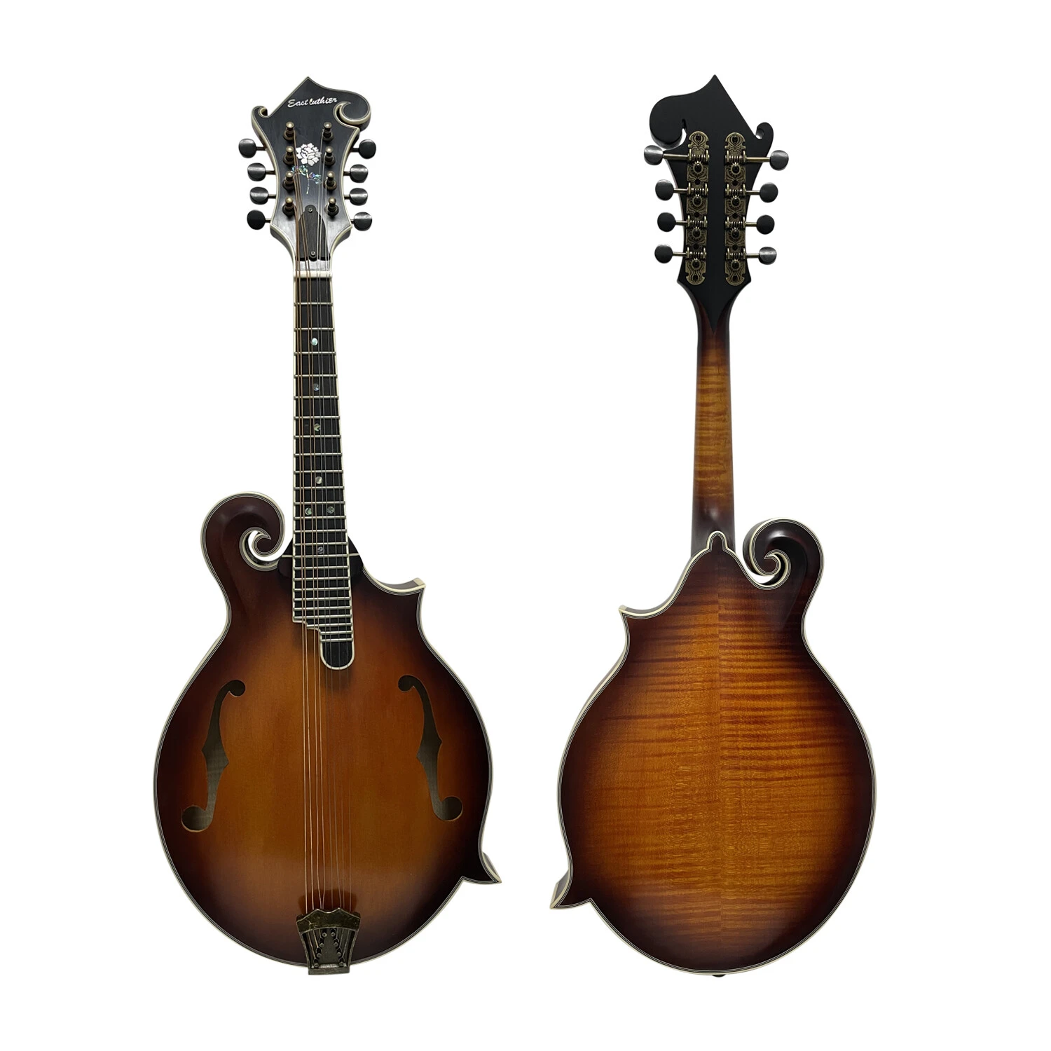 East Luthier Mandolina estilo F Sunburst de madera maciza 3A hecha a mano