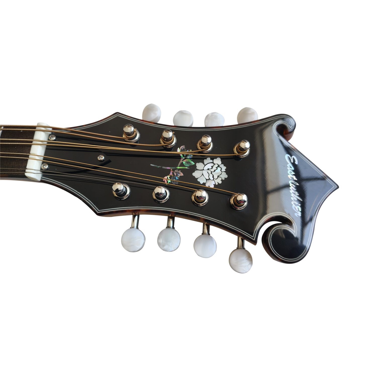 Afanti Mandolina Octava Estilo F con Tapa y Aros de Madera Maciza Flameada y Boca en F