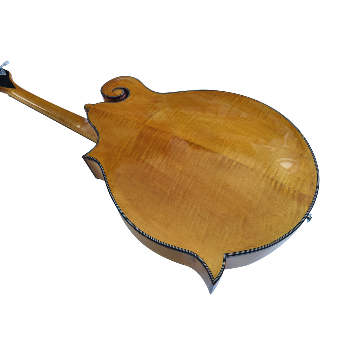 Afanti Mandolina Octava Estilo F con Tapa y Aros de Madera Maciza Flameada y Boca en F