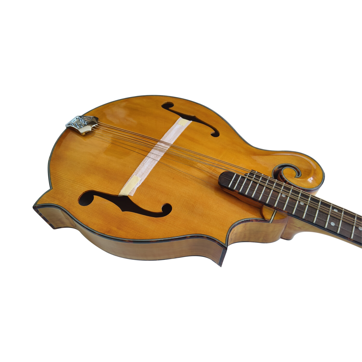 Afanti Mandolina Octava Estilo F con Tapa y Aros de Madera Maciza Flameada y Boca en F