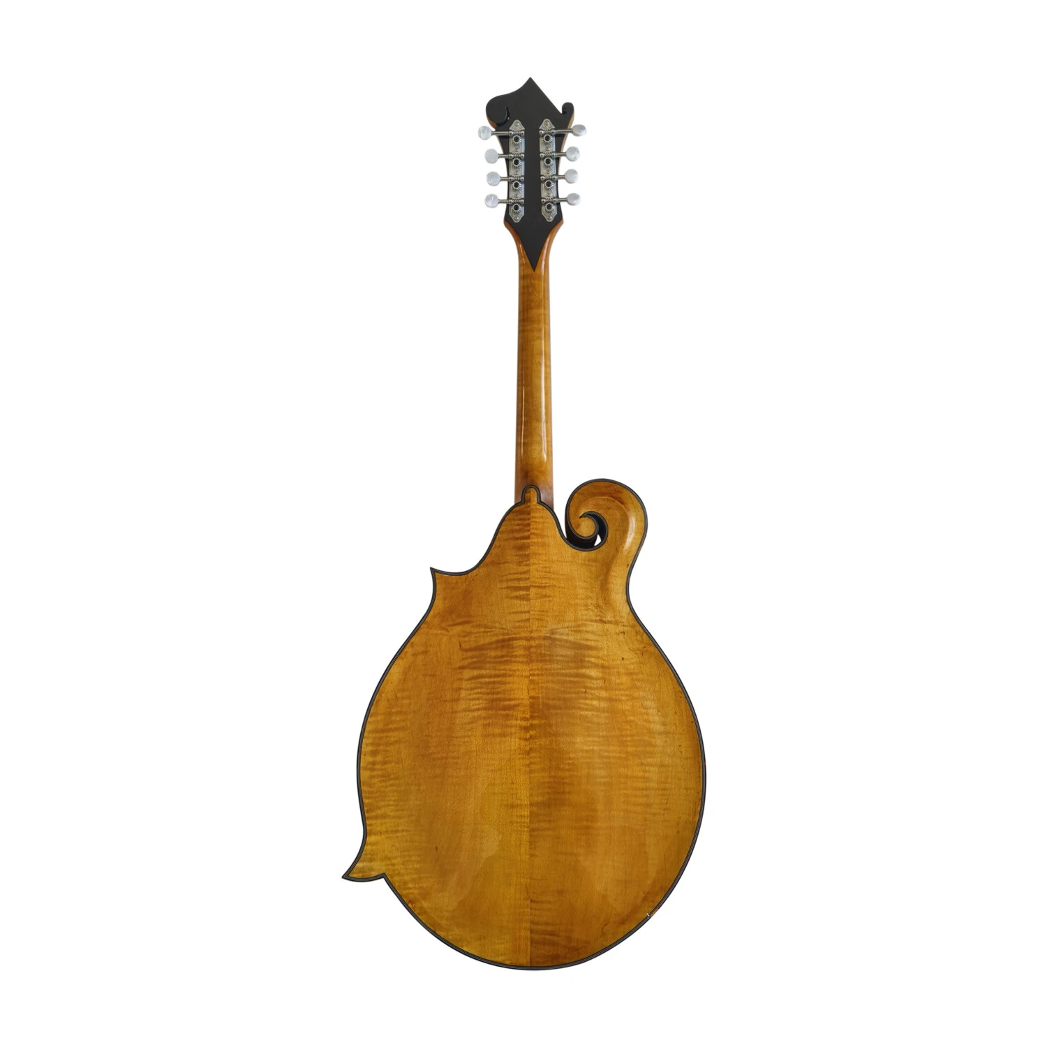 Afanti Mandolina Octava Estilo F con Tapa y Aros de Madera Maciza Flameada y Boca en F