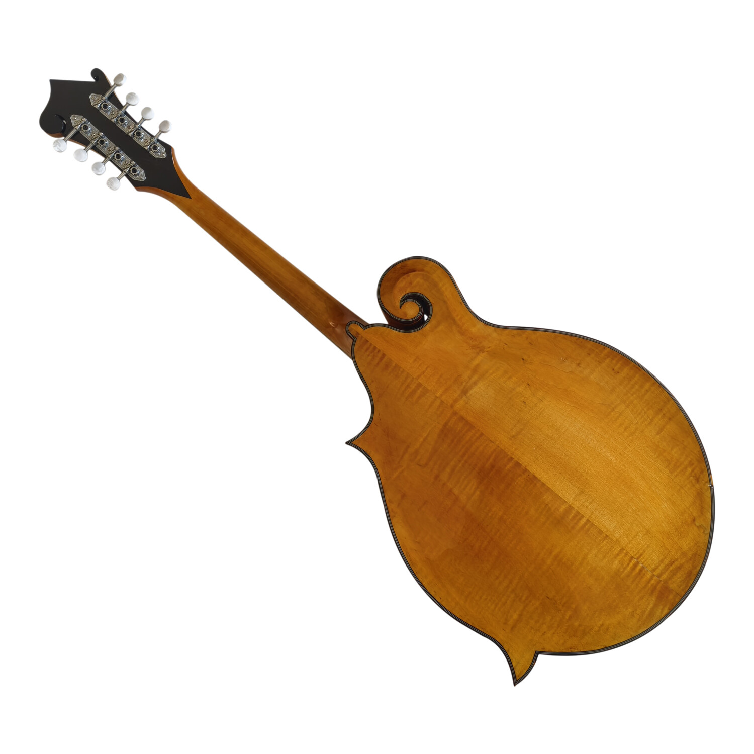 Afanti Mandolina Octava Estilo F con Tapa y Aros de Madera Maciza Flameada y Boca en F