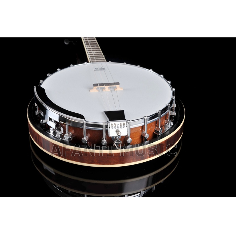 Afanti Banjo de 4 cuerdas con resonador de caoba