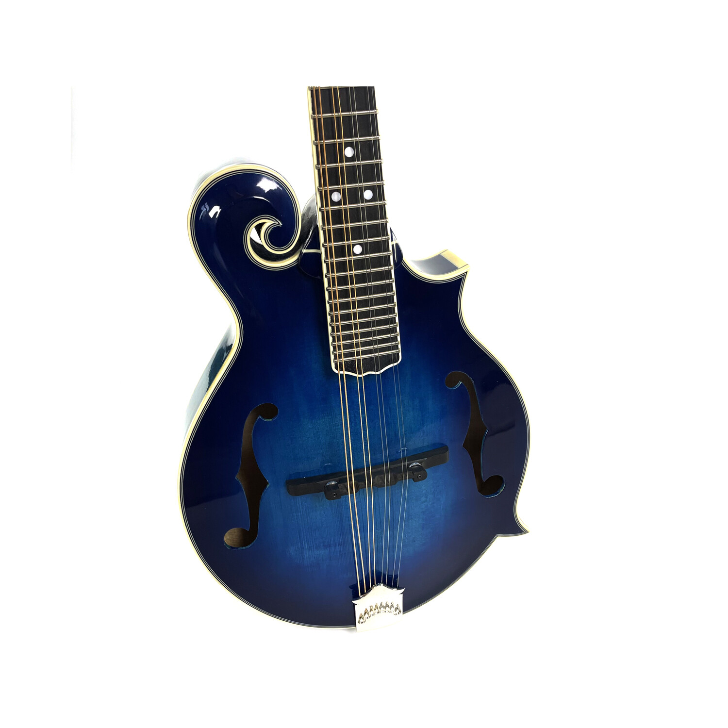 Afanti AB Mandolina F Azul con Tapa y Aros de Arce Flameado Sólido