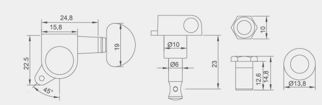 Clavijas de afinación cromadas 3r3l para guitarra eléctrica