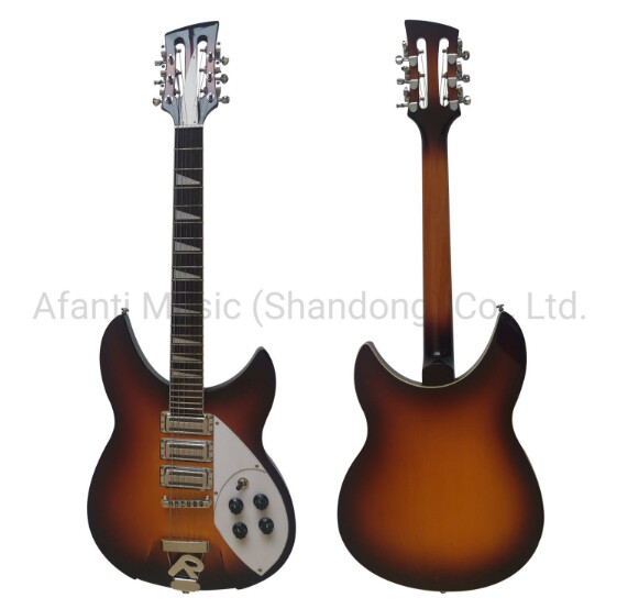 Afanti Music Guitarra Eléctrica Ricken Style de 12 cuerdas Sunburst