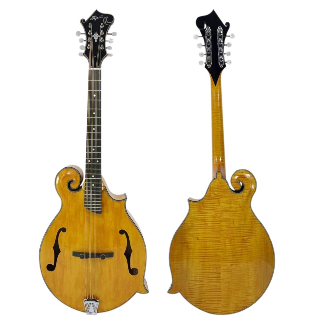 Afanti Mandolina Octava Estilo F con tapa de abeto macizo color Gold Rush