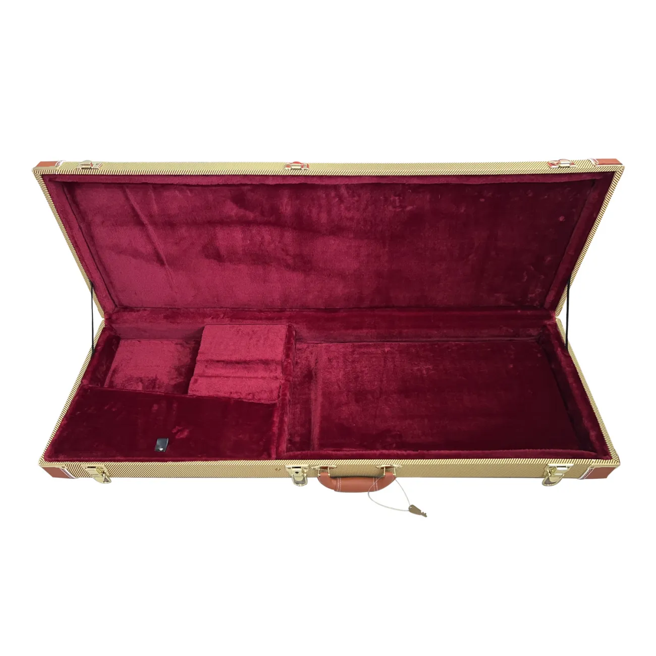 Estuche rígido rectangular amarillo para guitarra eléctrica