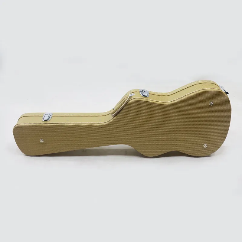 Estuche rígido amarillo para guitarra eléctrica estilo ST con contornos