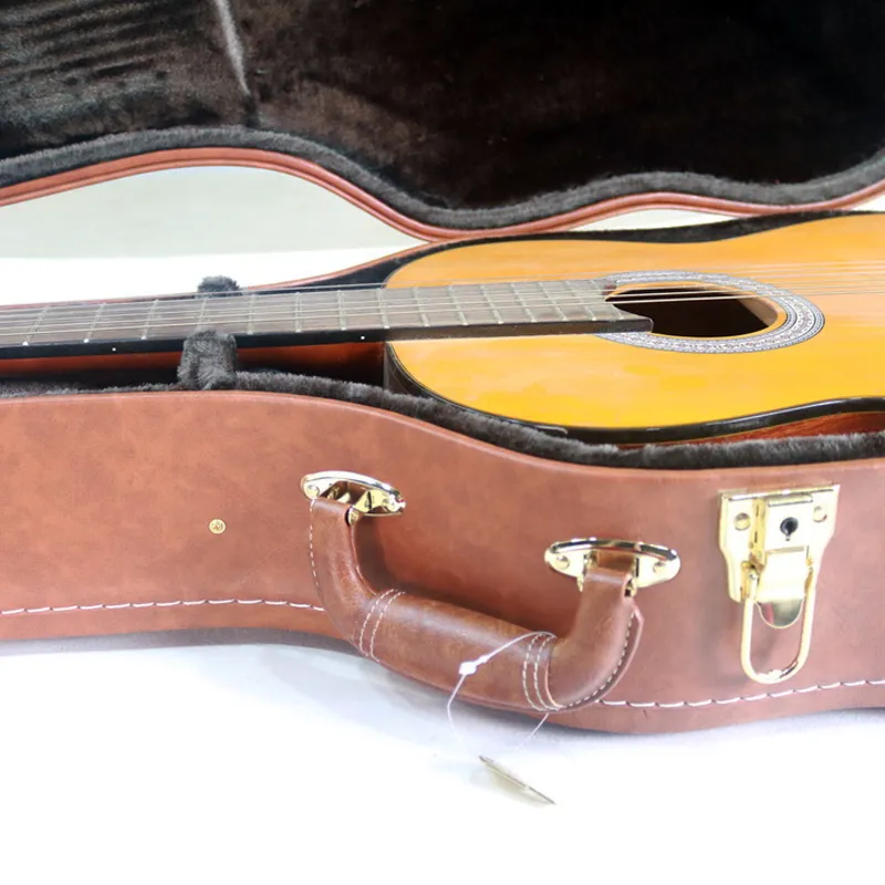 39'' Guitarras clásicas color marrón con estuche rígido