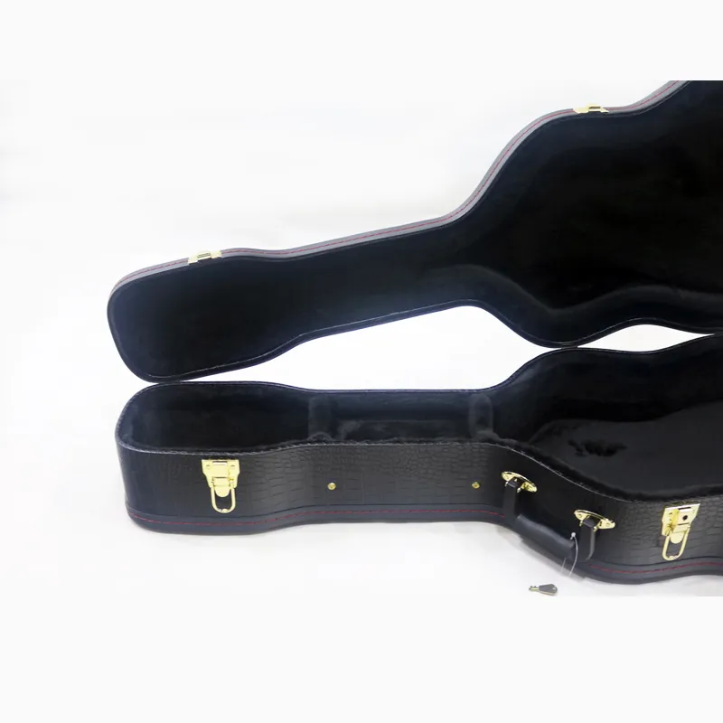 Estuche rígido para guitarra acústica con estampado de cocodrilo negro de 41