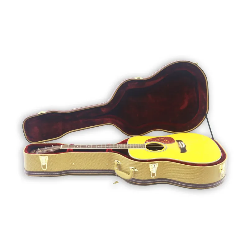 Estuche rígido acústico para guitarra de 41'' en color amarillo con contorno