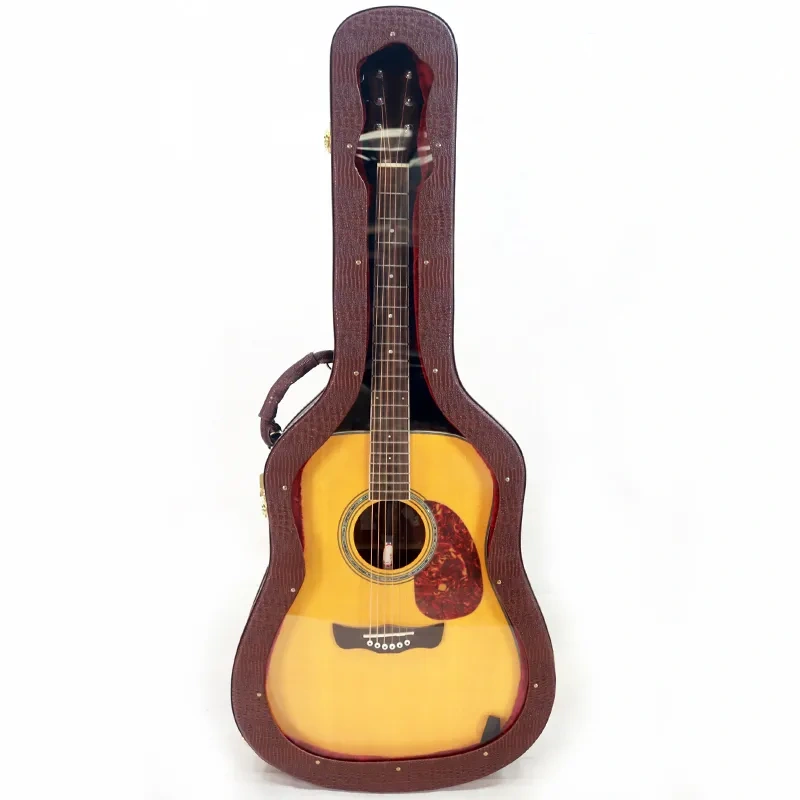 Estuche rígido transparente para guitarra acústica de 41'' en color rojo