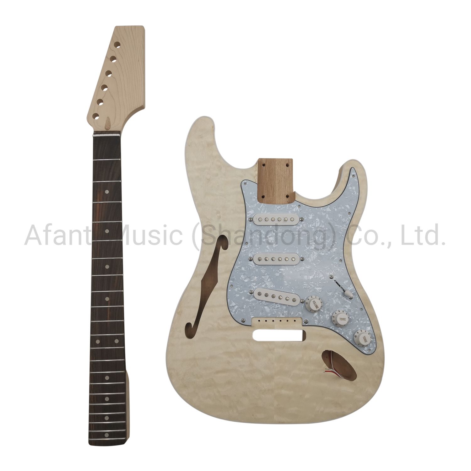 Kit de guitarra eléctrica Afanti semi-hueca con cuerpo de aliso