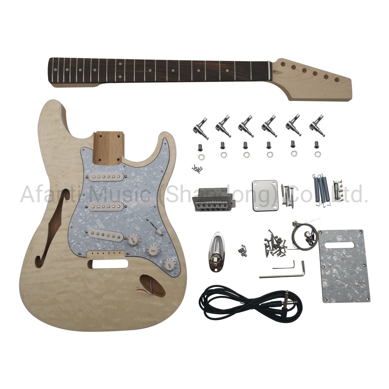 Kit de guitarra eléctrica Afanti semi-hueca con cuerpo de aliso
