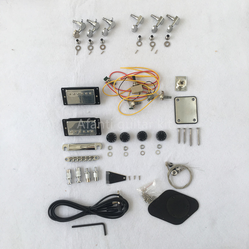 Kit de guitarra eléctrica DIY Afanti con cuerpo de caoba sin acabar y puente Tom