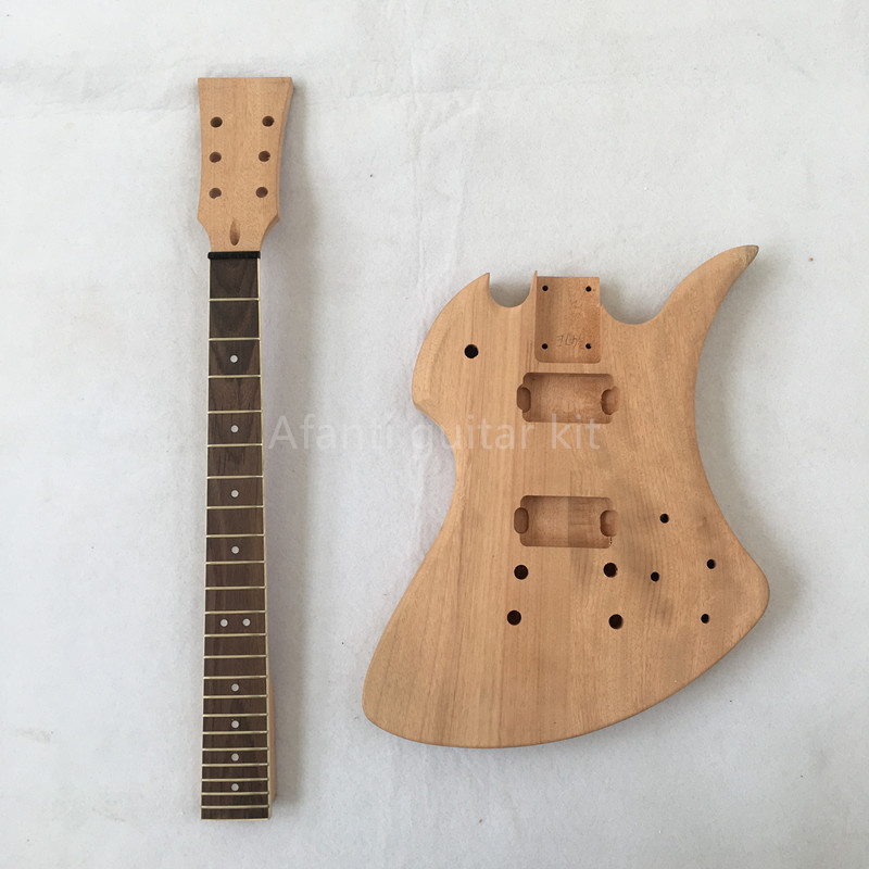 Kit de guitarra eléctrica DIY Afanti con cuerpo de caoba sin acabar y puente Tom