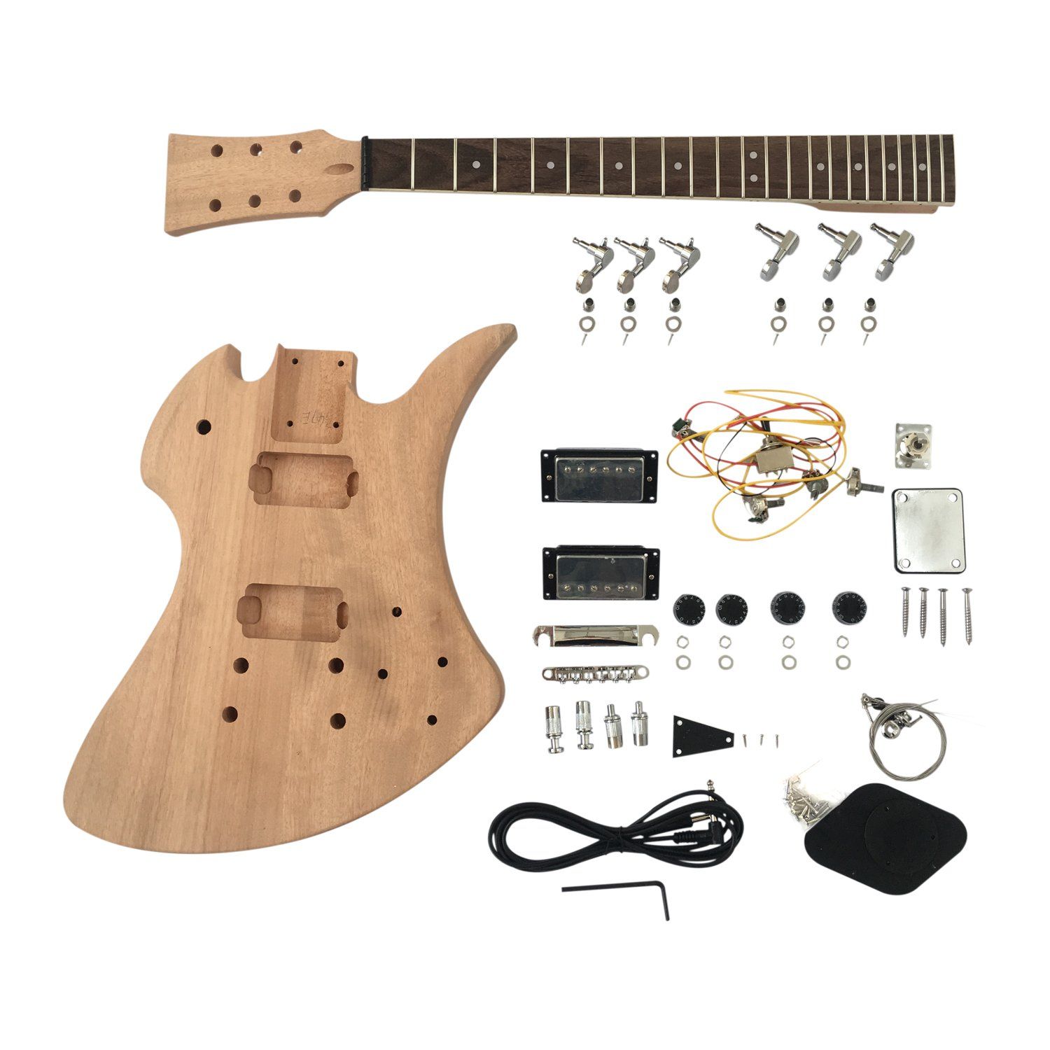 Kit de guitarra eléctrica DIY Afanti con cuerpo de caoba sin acabar y puente Tom