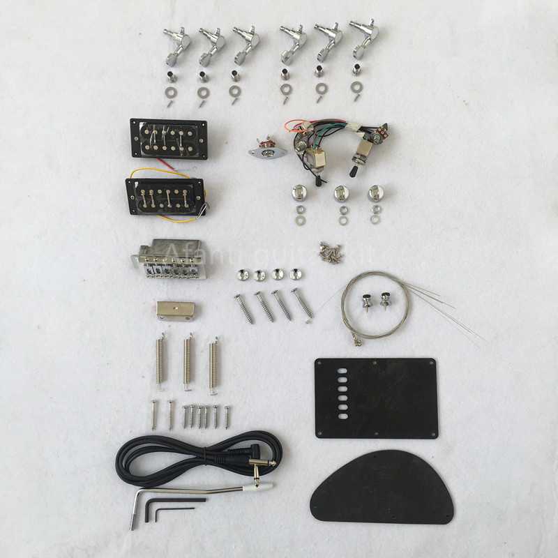 Kit de guitarra eléctrica DIY Afanti con cuerpo de aliso sin terminar y puente de trémolo