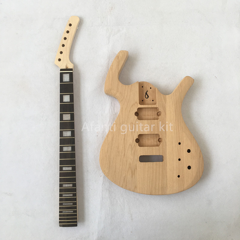 Kit de guitarra eléctrica DIY Afanti con cuerpo de aliso sin terminar y puente de trémolo