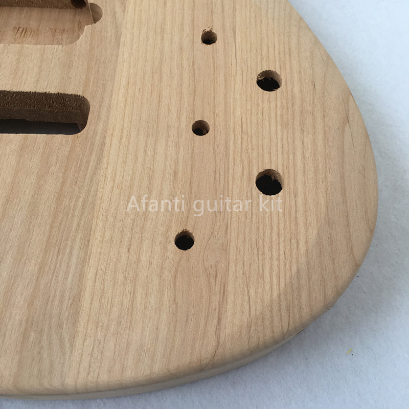 Kit de guitarra eléctrica DIY Afanti con cuerpo de aliso sin terminar y puente de trémolo