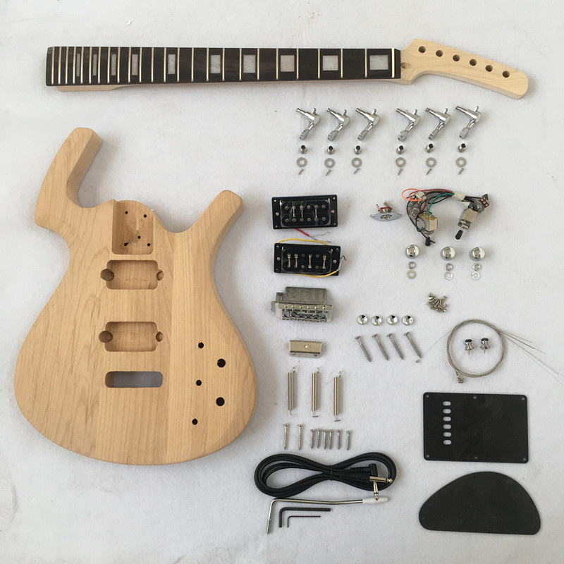 Kit de guitarra eléctrica DIY Afanti con cuerpo de aliso sin terminar y puente de trémolo