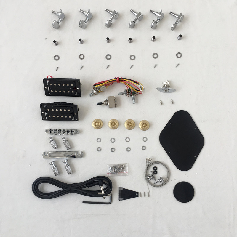 Kit de guitarra eléctrica DIY Afanti con cuerpo de caoba sin acabar y chapa de fresno