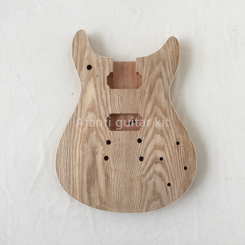 Kit de guitarra eléctrica DIY Afanti con cuerpo de caoba sin acabar y chapa de fresno