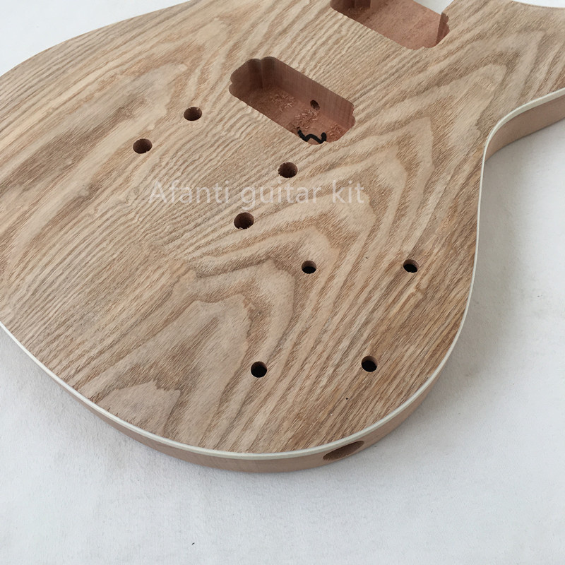 Kit de guitarra eléctrica DIY Afanti con cuerpo de caoba sin acabar y chapa de fresno