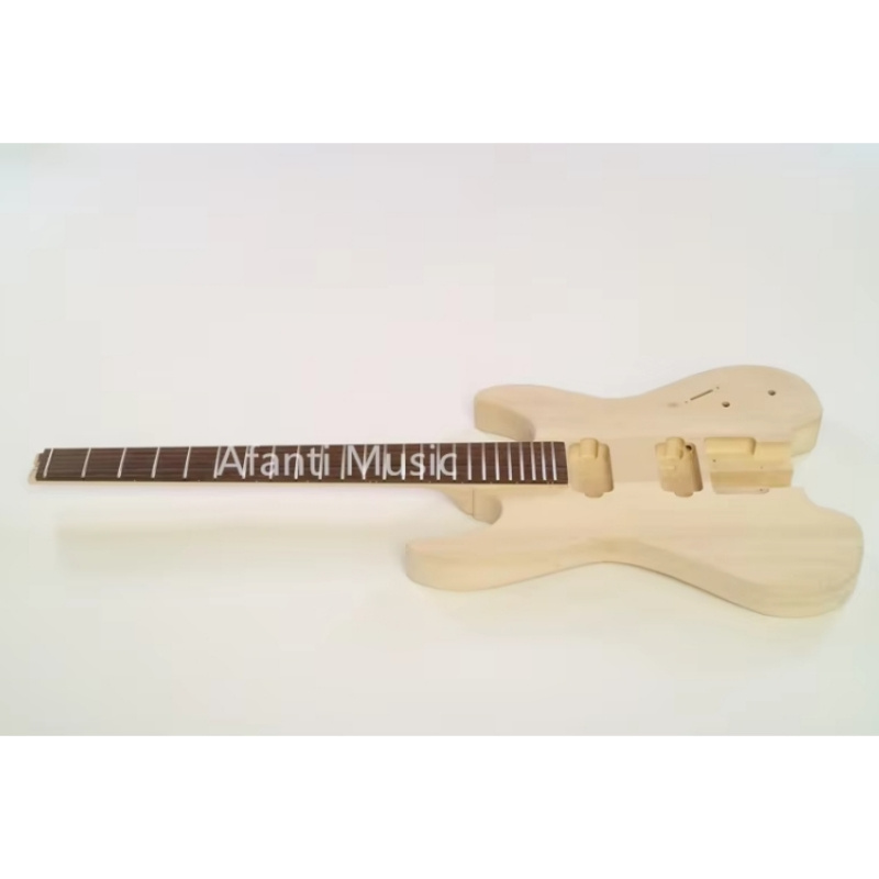 Kit de guitarra eléctrica sin clavijero DIY Afanti con cuerpo de tilo y mástil de arce