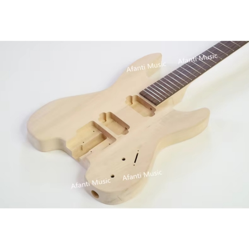 Kit de guitarra eléctrica sin clavijero DIY Afanti con cuerpo de tilo y mástil de arce