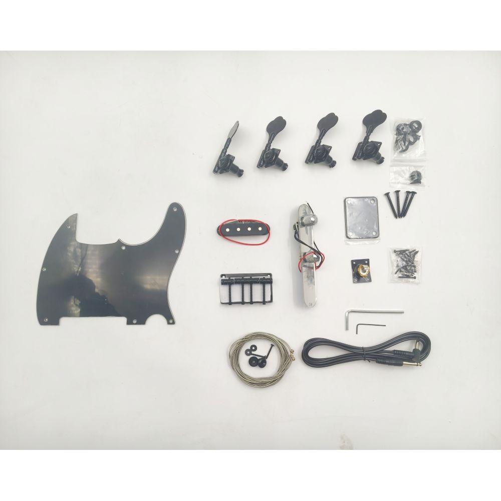 Kit de guitarra bajo estilo T de tilo con mástil de arce y franja Skunk
