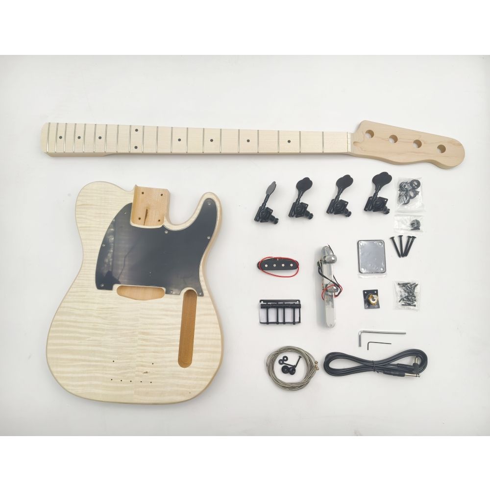 Kit de guitarra bajo estilo T de tilo con mástil de arce y franja Skunk