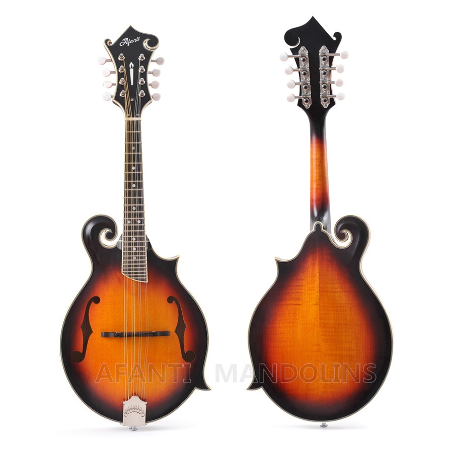 Mandolina F Afanti AA de arce flameado macizo Sunburst