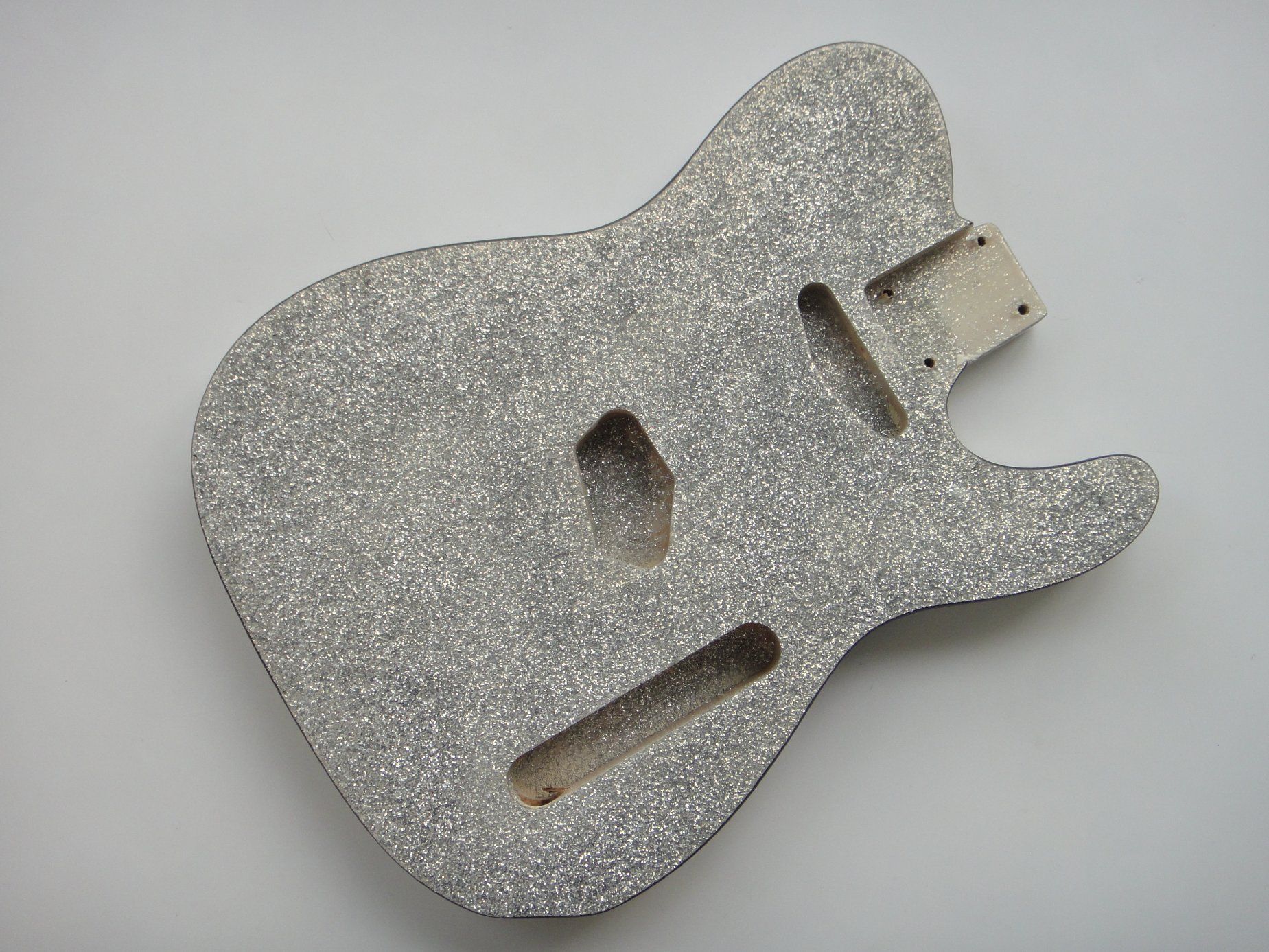 Cuerpo de guitarra Tl de madera de fresno color escamas metálicas plateadas Afanti