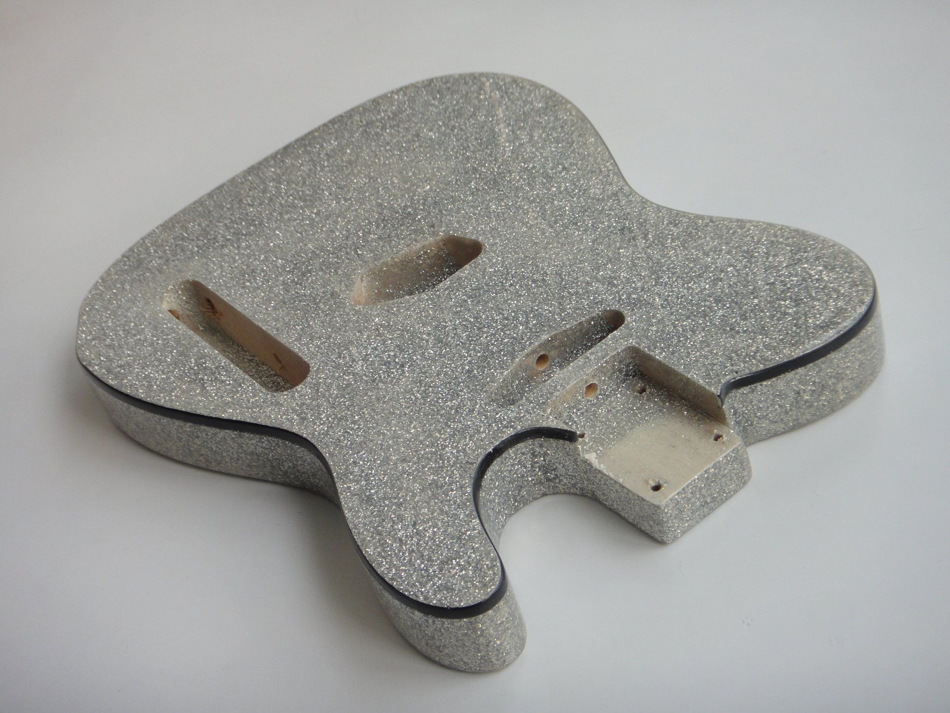 Cuerpo de guitarra Tl de madera de fresno color escamas metálicas plateadas Afanti